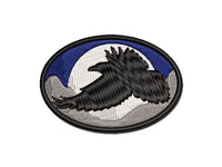 Flying Raven Bird Multi-Color Embroidered Iron-On or Hook & Loop Patch Applique