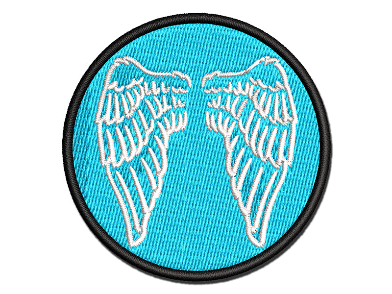 Folded Angel Wings Feathers Multi-Color Embroidered Iron-On or Hook & Loop Patch Applique