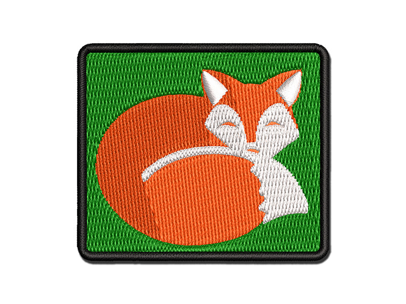 Fox Curled Up Sleeping Multi-Color Embroidered Iron-On or Hook & Loop Patch Applique