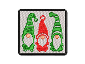 Christmas Gnome Trio Multi-Color Embroidered Iron-On or Hook & Loop Patch Applique