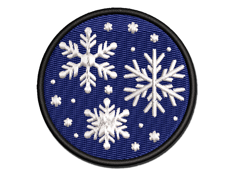 Christmas Snowflakes Multi-Color Embroidered Iron-On or Hook & Loop Patch Applique