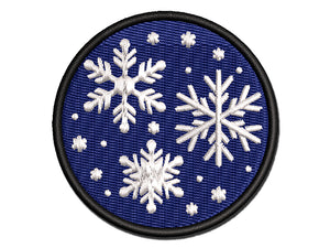 Christmas Snowflakes Multi-Color Embroidered Iron-On or Hook & Loop Patch Applique