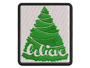 Christmas Tree Believe Multi-Color Embroidered Iron-On or Hook & Loop Patch Applique