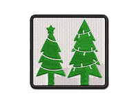 Holiday Christmas Trees Snowflakes Multi-Color Embroidered Iron-On or Hook & Loop Patch Applique