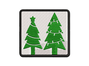 Holiday Christmas Trees Snowflakes Multi-Color Embroidered Iron-On or Hook & Loop Patch Applique