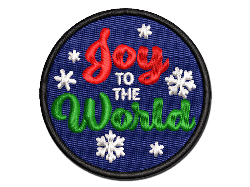 Joy to the World Snowflakes Christmas Multi-Color Embroidered Iron-On or Hook & Loop Patch Applique