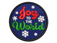 Joy to the World Snowflakes Christmas Multi-Color Embroidered Iron-On or Hook & Loop Patch Applique