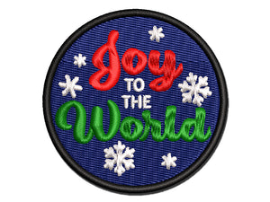 Joy to the World Snowflakes Christmas Multi-Color Embroidered Iron-On or Hook & Loop Patch Applique