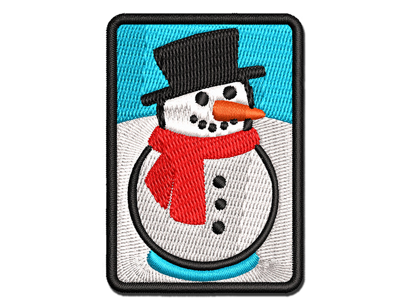 Winter Snowman Multi-Color Embroidered Iron-On or Hook & Loop Patch Applique