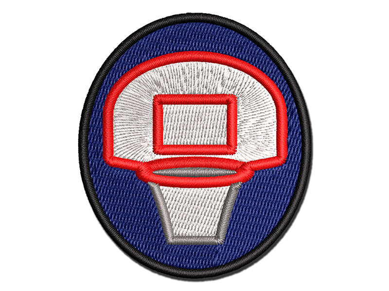 Basketball Hoop and Backboard Multi-Color Embroidered Iron-On or Hook & Loop Patch Applique