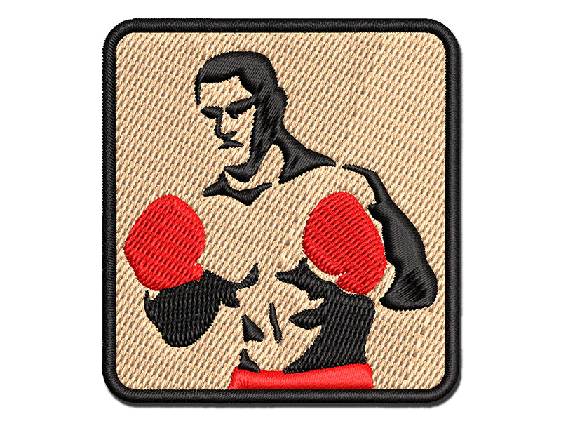 Boxer Man with Boxing Gloves Pugilist Multi-Color Embroidered Iron-On or Hook & Loop Patch Applique