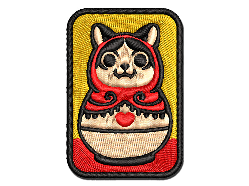 Cat Russian Nesting Doll Matroyshka Babushka Multi-Color Embroidered Iron-On or Hook & Loop Patch Applique