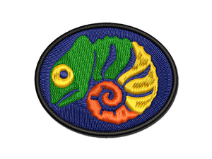 Cautiously Curled Chameleon Lizard Multi-Color Embroidered Iron-On or Hook & Loop Patch Applique