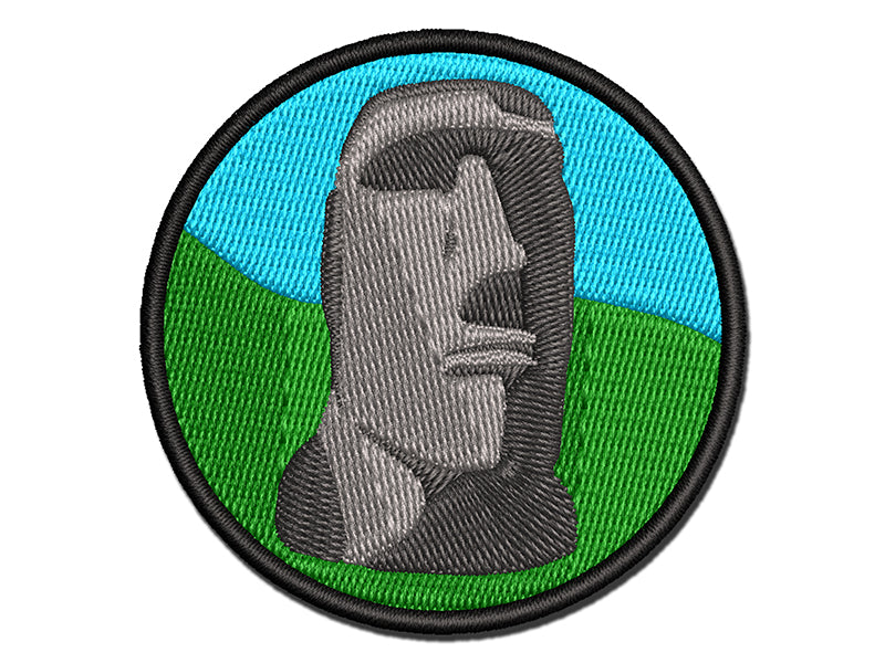 Easter Island Statue Stone Head Monument Multi-Color Embroidered Iron-On or Hook & Loop Patch Applique