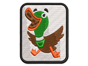 Excited and Happy Mallard Duck Cartoon Multi-Color Embroidered Iron-On or Hook & Loop Patch Applique