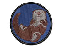 Floating Sea Otter Multi-Color Embroidered Iron-On or Hook & Loop Patch Applique