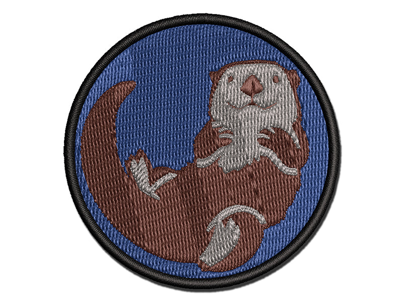 Floating Sea Otter Multi-Color Embroidered Iron-On or Hook & Loop Patch Applique