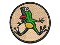 Frog Leaping from Shock and Surprise Multi-Color Embroidered Iron-On or Hook & Loop Patch Applique