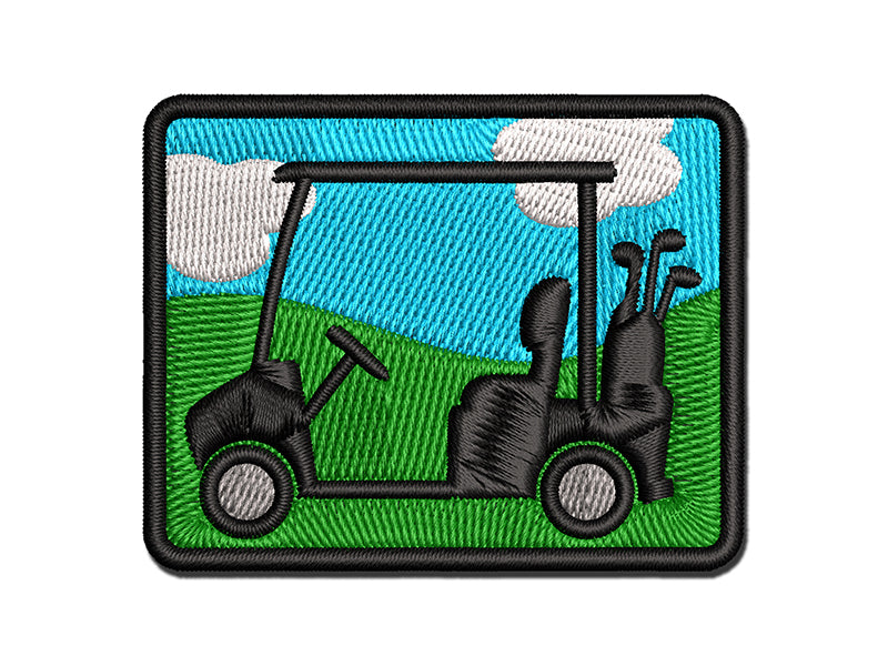 Golf Cart Caddy with Clubs Multi-Color Embroidered Iron-On or Hook & Loop Patch Applique