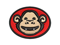 Grinning Chimpanzee Ape Monkey Face Multi-Color Embroidered Iron-On or Hook & Loop Patch Applique