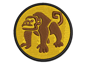 Grumpy Monkey with Curly Tail Multi-Color Embroidered Iron-On or Hook & Loop Patch Applique