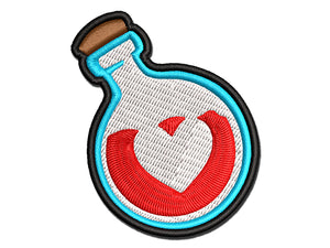 Heart Love Health Potion Bottle Multi-Color Embroidered Iron-On or Hook & Loop Patch Applique