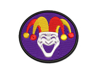 Jester Clown Joker Face Mardi Gras Multi-Color Embroidered Iron-On or Hook & Loop Patch Applique