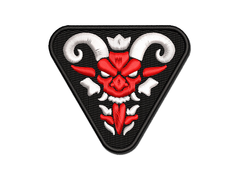 Krampus Face with Tongue Out Christmas Demon Devil Multi-Color Embroidered Iron-On or Hook & Loop Patch Applique