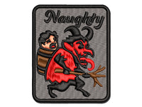 Naughty Impish Krampus Christmas Monster Demon Devil Multi-Color Embroidered Iron-On or Hook & Loop Patch Applique