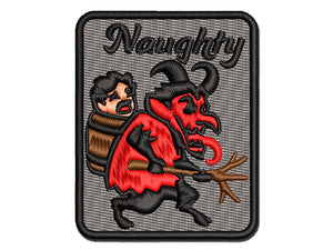 Naughty Impish Krampus Christmas Monster Demon Devil Multi-Color Embroidered Iron-On or Hook & Loop Patch Applique