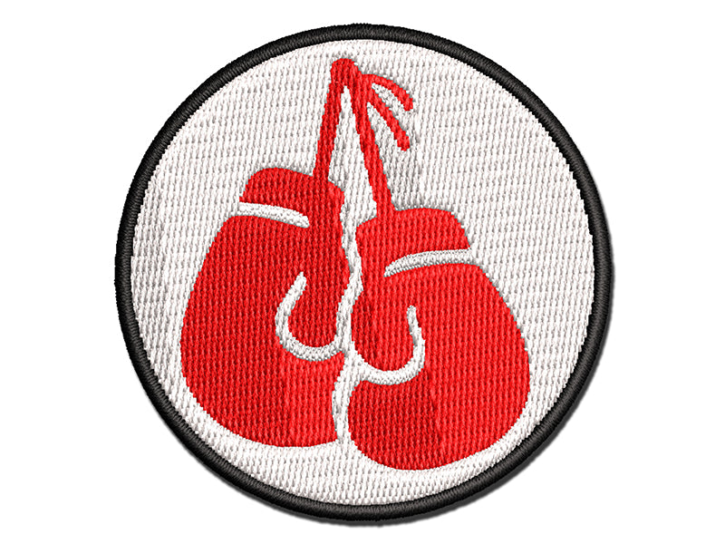 Pair of Boxing Gloves Hanging Multi-Color Embroidered Iron-On or Hook & Loop Patch Applique
