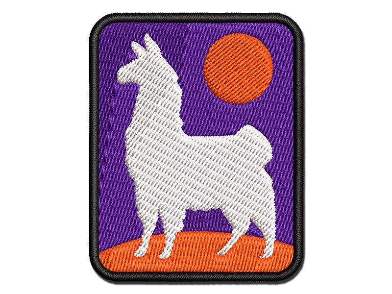 Proud Wooly Llama Standing Silhouette Multi-Color Embroidered Iron-On or Hook & Loop Patch Applique
