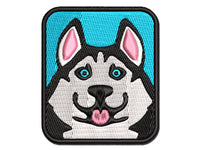 Siberian Husky Dog Face Multi-Color Embroidered Iron-On or Hook & Loop Patch Applique