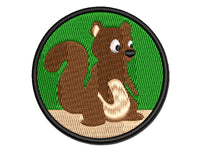 Sitting Squirrel Cartoon Critter Multi-Color Embroidered Iron-On or Hook & Loop Patch Applique