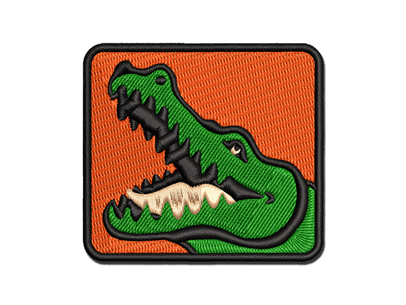 Smiling Toothy Crocodile Alligator Chomp Multi-Color Embroidered Iron-On or Hook & Loop Patch Applique