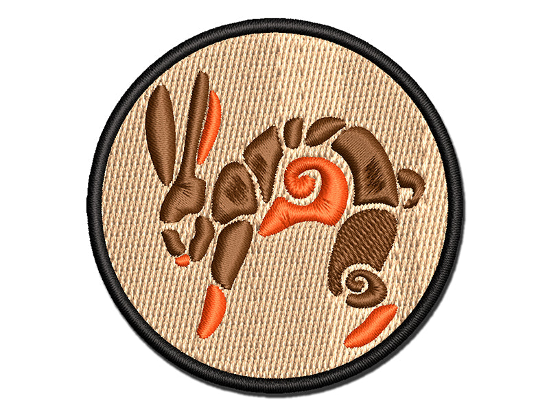 Southwestern Style Tribal Jackrabbit Hare Bunny Multi-Color Embroidered Iron-On or Hook & Loop Patch Applique