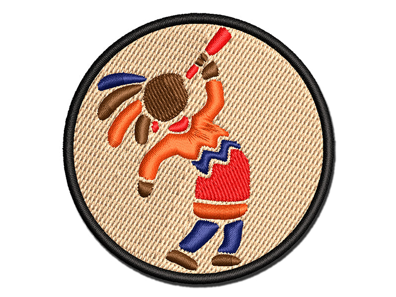 Southwestern Style Tribal Kokopelli Fertility Deity God Multi-Color Embroidered Iron-On or Hook & Loop Patch Applique