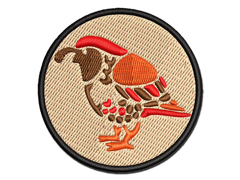 Southwestern Style Tribal Quail Bird Multi-Color Embroidered Iron-On or Hook & Loop Patch Applique