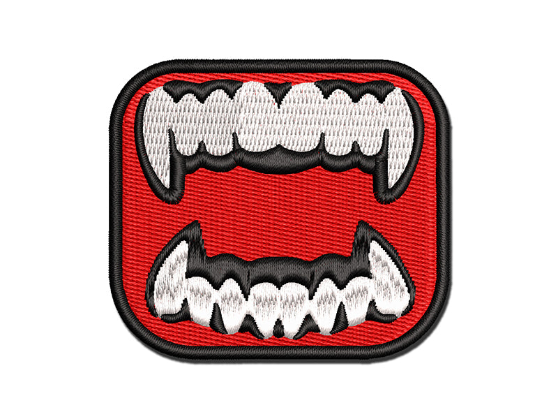 Vampire Teeth Fangs Jaws Mouth Halloween Multi-Color Embroidered Iron-On or Hook & Loop Patch Applique