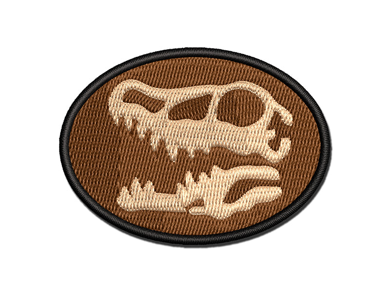 Velociraptor Skull Dinosaur Fossil Bone Multi-Color Embroidered Iron-On or Hook & Loop Patch Applique
