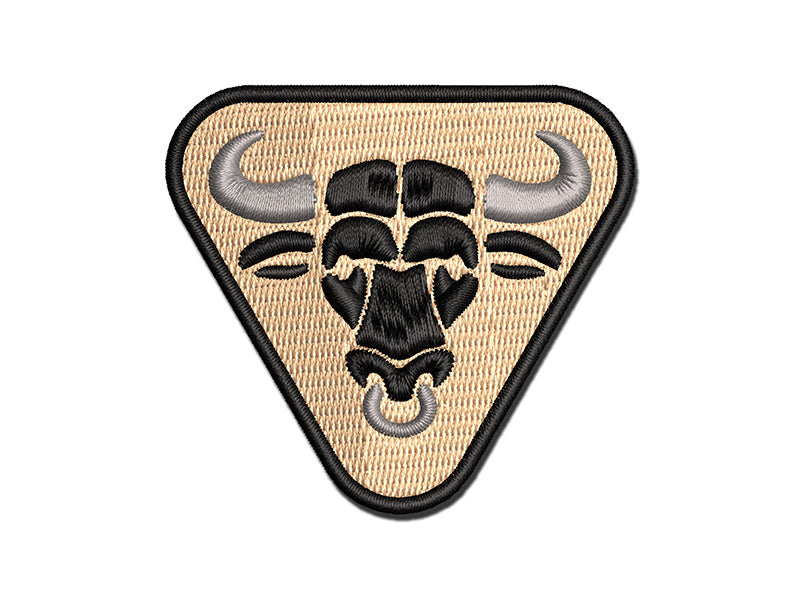 Water Buffalo Ox with Nose Ring Multi-Color Embroidered Iron-On or Hook & Loop Patch Applique