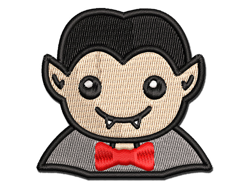 Peeking Dracula Halloween Multi-Color Embroidered Iron-On or Hook & Loop Patch Applique