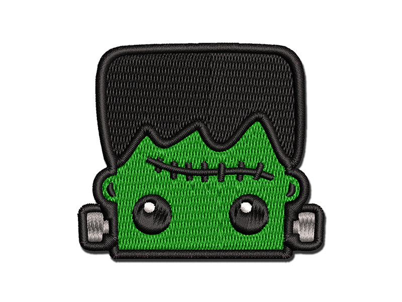 Peeking Frankenstein Halloween Multi-Color Embroidered Iron-On or Hook & Loop Patch Applique