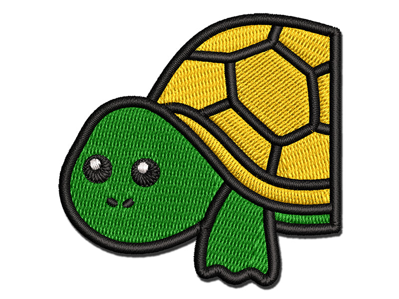 Peeking Turtle Multi-Color Embroidered Iron-On or Hook & Loop Patch Applique