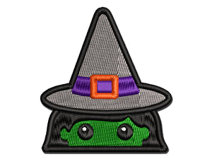 Peeking Witch Halloween Multi-Color Embroidered Iron-On or Hook & Loop Patch Applique