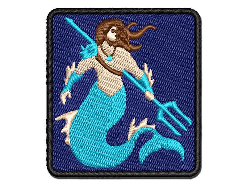 Merman Mermaid Man with Trident Multi-Color Embroidered Iron-On or Hook & Loop Patch Applique