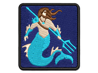 Merman Mermaid Man with Trident Multi-Color Embroidered Iron-On or Hook & Loop Patch Applique