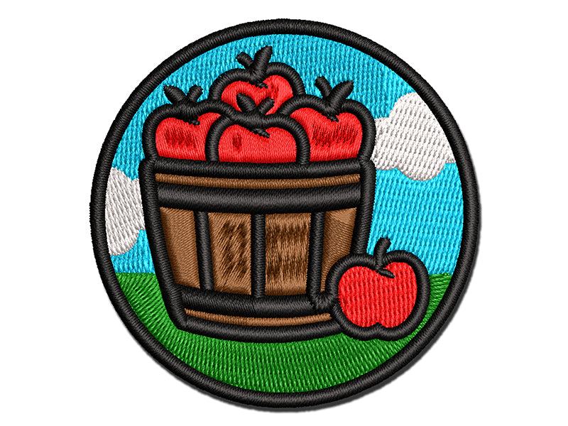 Basket of Apples Fruit Fall Multi-Color Embroidered Iron-On or Hook & Loop Patch Applique