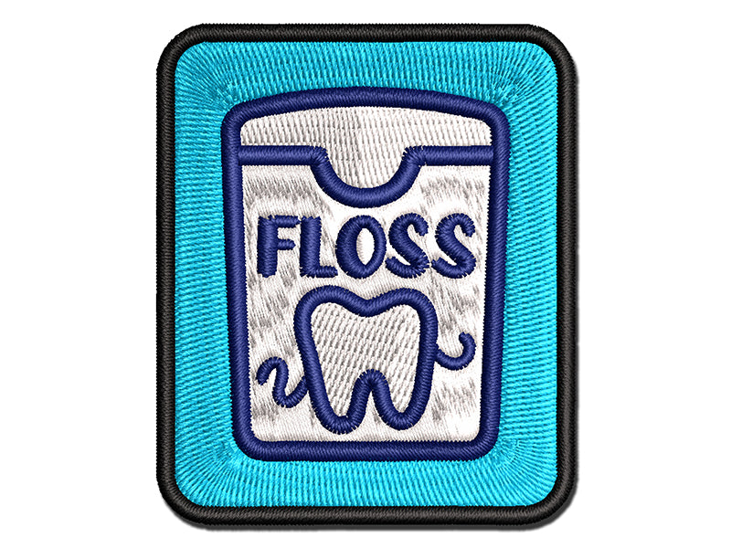 Dental Floss Tooth Dentist Multi-Color Embroidered Iron-On or Hook & Loop Patch Applique