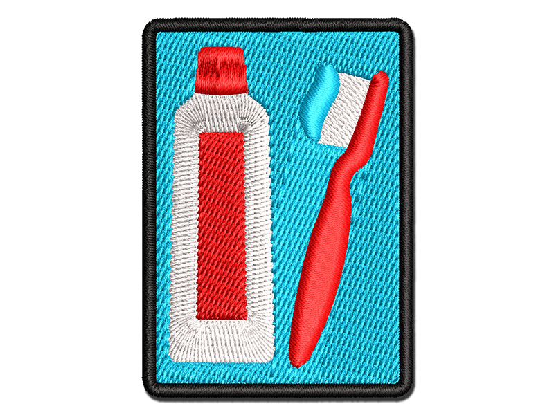 Toothbrush and Toothpaste Dentist Multi-Color Embroidered Iron-On or Hook & Loop Patch Applique